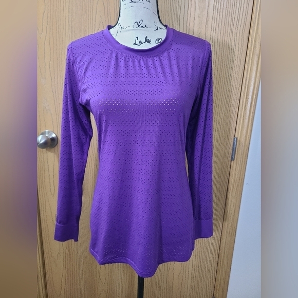 ZYIA Tops - Zyia Active Purple Mesh Striped Long Sleeved Activewear Top